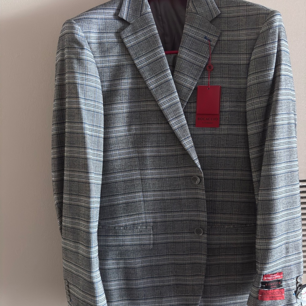 Men's Stylish Gray Plaid Blazer